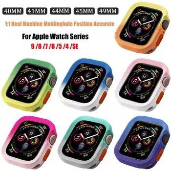 Защитные чехлы TPU для Apple Watch, чехол для Apple Watch Ultra 2, 49 мм, 45 мм, 41 мм, 44 мм, 40 мм, 38 мм, защитная рамка, чехол для IWatch Series 9, 8, 7, 6, 5, 4, SE 44MM 45MM - Apple 4 - 9 розовый/белый