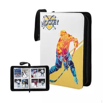 Защитные держатели для карт с 3 кольцами, альбомы для коллекционирования альбомов из искусственной кожи, хоккейная папка для торговли жёлтый