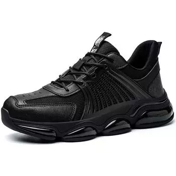 Защитные кроссовки, мужская рабочая обувь на воздушной подушке, мужские дышащие рабочие кроссовки с защитой от проколов, мужская защитная обувь со стальным носком, размер 40-50 40 чёрный