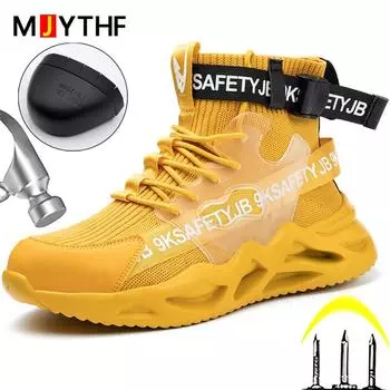 Защитные мужские ботинки, модные рабочие кроссовки, обувь со стальным носком, устойчивые к проколам защитные ботинки, промышленная обувь, рабочая обувь 36