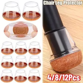 Защитные накладки на ножки стульев, войлочные накладки для деревянных полов, силиконовые чехлы, накладки на ползунки для ножек мебели, нескользящие, снижающие уровень шума S-round-4pcs