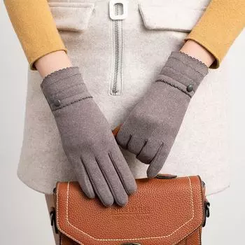 Защитные перчатки для девочек с закрытыми пальцами, варежки в корейском стиле, женские перчатки из флиса серый