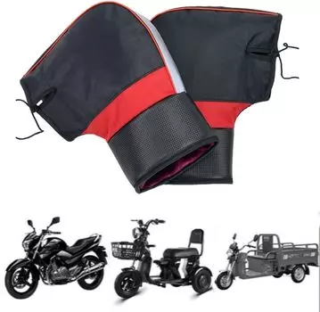 Защитные перчатки для рук мотоциклиста, флисовые, водонепроницаемые, ветрозащитные, теплые перчатки для руля скутера, кожаные зимние, утолщенные перчатки чёрный