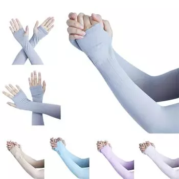 Защитные перчатки от солнца, рукава с половиной пальца, женские солнцезащитные рукава, защита от солнца, УФ-лучей, чехол для рук белый