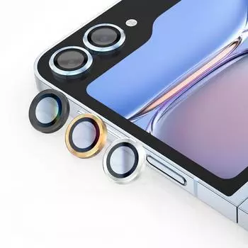 Защитные пленки для объектива задней камеры для Samsung Z Flip6, задняя металлическая кольцевая стеклянная пленка для SAMSUNG ZFlip6, защитный стеклянный чехол ZFLIP6 Samsung Z Flip 6 чёрный