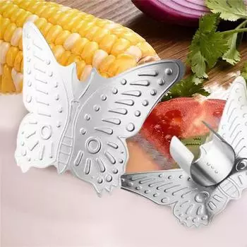 Защитные приспособления для пальцев из нержавеющей стали для кухонных инструментов, защищающие пальцы от травм при нарезке ломтиками и кубиками, регулируемое кольцо, устойчивое к ржавчине Butterfly