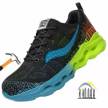 Защитные рабочие кроссовки. Рабочая обувь со стальным носком. Противопрокольная рабочая обувь с защитой. Нескользящая легкая рабочая обувь. 38