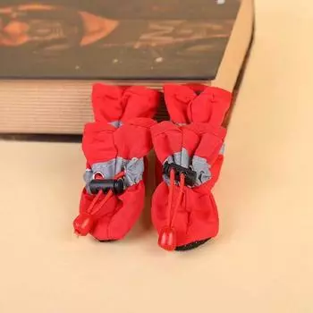 Защитные сапоги для домашних животных, универсальные удобные сапоги с мягкой подошвой и рукавами для домашних животных 4.0 красный