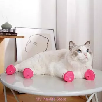 Защитные сапоги для кошек и собак от царапин, для купания, ухода за щенками, водонепроницаемые чехлы для ног, обувь для собак в помещении, муфты для ног S светло-зеленый