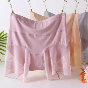 Защитные шорты женские летние большие размеры черные, бежевые однотонные шорты под юбку для мальчиков женские сексуальные кружевные боксеры против натирания 4XL Weight(55-80kg) чёрный