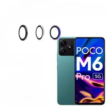 Защитные стекла для объектива задней камеры для POCO Poco M6 Pro Plus, металлическое кольцо, защитное стекло для PocoM6 M6Plus M6Pro Poco M6 4G чёрный