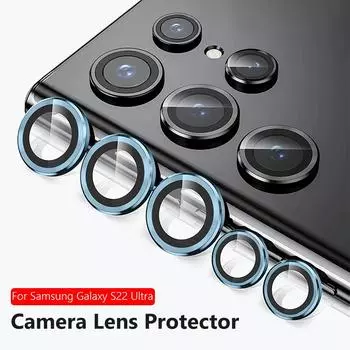 Защитные стекла для объектива задней камеры, металлическое кольцо для Samsung Galaxy S22 Ultra 5G S 22 Ultra S22Ultra, закаленное стекло, задняя крышка объектива зелёный