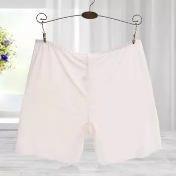 Защитные трусики с высокой талией и бесшовными волнистыми манжетами. Летние женские бесшовные моделирующие шорты из ледяного шелка. M чёрный