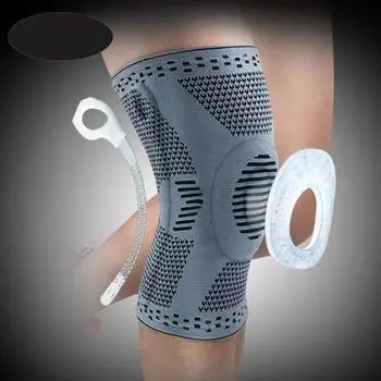 Защитный бандаж на колено, силиконовый пружинный наколенник, баскетбольный, беговой, компрессионный, поддерживающий, спортивные наколенники XL чёрный