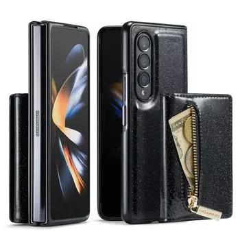 Защитный блестящий кожаный чехол с защитой от падения для Samsung Galaxy Z Fold 4 Fold4 5g Fold3 Fold 3, нескользящие аксессуары для телефонов for Galaxy Z Fold 3 серебряный