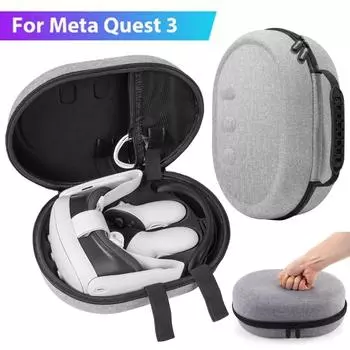 Защитный бокс для гарнитуры VR для Meta Quest 3, чехол для переноски EVA Hard Shell, портативная дорожная сумка для хранения аксессуаров Meta Quest 3 серый