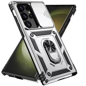 Защитный чехол 3 в 1 для телефона Samsung Galaxy S24 S23 Ultra S23 Plus S24 Plus S23 FE Броня военного класса Противоударное кольцо Магнитная подставка For Samsung Galaxy S24 золотой