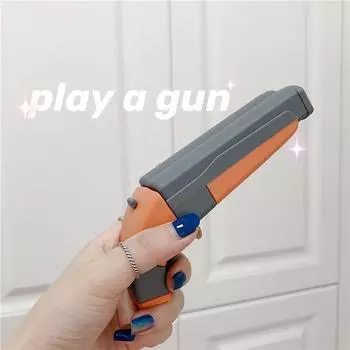 Защитный чехол AirPods с рисунком курицы для моделей 1 и 2 — забавный чехол для Bluetooth-гарнитуры с защитой от падений Pistol + hook, Airpods 1/2 generation universal