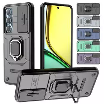 Защитный чехол Armor для Realme C63 C65 C67 4G, противоударный чехол с магнитным держателем, чехол для бизнеса с полной защитой For Realme C63 4G фиолетовый