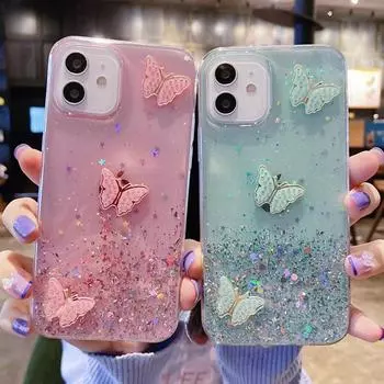 Защитный чехол Diamond Butterfly для iPhone 15 Pro Max — простой дизайн. iPhone12mini зелёный