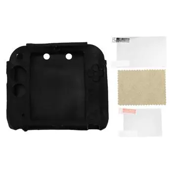 Защитный чехол для 2DS, устойчивый к царапинам, мягкий силиконовый чехол с верхним и нижним экраном чёрный