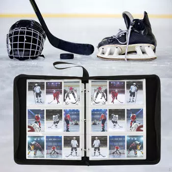 Защитный чехол для 3 карточек, коллекционный альбом из искусственной кожи, переплет для хоккейной тематики, торговля синий