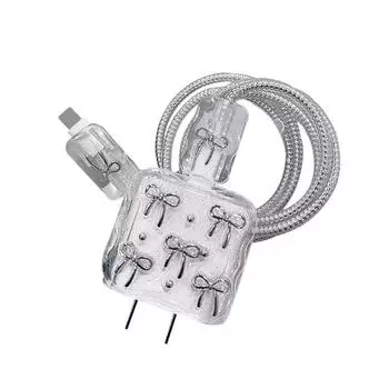 Защитный чехол для адаптера питания USB-C 20 Вт для iPhone, кабель для зарядки, 3D мультяшный бантик, защитная крышка для зарядного устройства, протектор шнура для зарядки