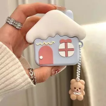 Защитный чехол для Airpods4 Чехол для наушников Apple Чехол для Airpodspro2 Беспроводная Bluetooth-гарнитура Крышка 1/2 поколение Силиконовый мягкий чехол Чехол для наушников Airpods3 Apple AirPods 4 Little Blue House