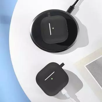 Защитный чехол для Airpods 4 -2024 Мягкий силиконовый чехол для наушников с зажимом для переноски for Airpods 4 чёрный