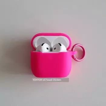 Защитный чехол для Airpodspro2 Чехол для наушников Apple 2024 Новинка Airpods3 Силиконовый цельный Ударопрочный Второе поколение Мягкий кейс Pro Сумка Apple AirPodsPro Rose Red + circle hanging buckle