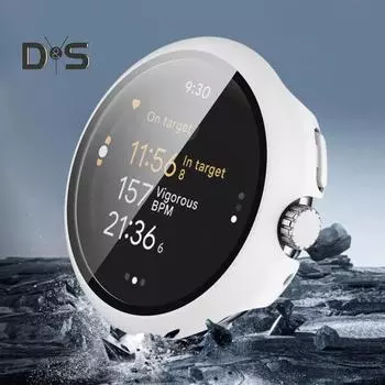 Защитный чехол для экрана часов, комплексная защита, ударопрочный, легко устанавливаемый, закаленный стеклянный чехол для Pixel Watch 3 чёрный