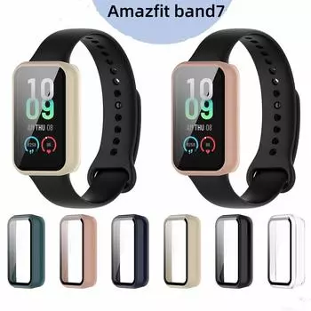 Защитный чехол для экрана с твердым краем для Amazfit Band7, аксессуары для защитной пленки чёрный