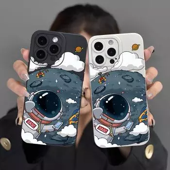 Защитный чехол для Apple iPhone 15 Astronaut Full-Cover Lens, износостойкий и устойчивый к падениям Apple 14 белый