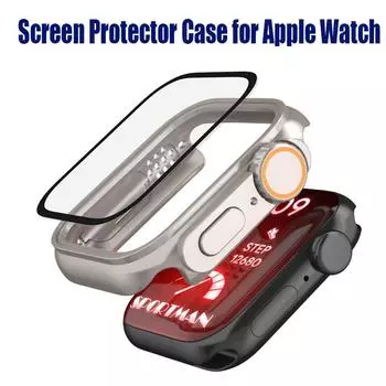 Защитный чехол для Apple Watch 10 42/46MM PC Cover+стеклянная пленка для IWatch Series9 8 7 SE 6 5 4 44/45MM Shell Series7 8 9 45mm белый