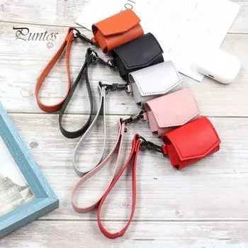 Защитный чехол для беспроводной гарнитуры из искусственной кожи с отверстиями для зарядки, грязеотталкивающая прочная сумка для наушников с ручкой для AirPods чёрный