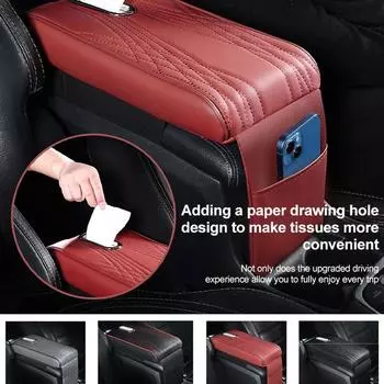 Защитный чехол для центральной консоли автомобиля из кожи с тканевым отсеком для хранения вещей, универсальная защитная подушка для центрального подлокотника автомобиля