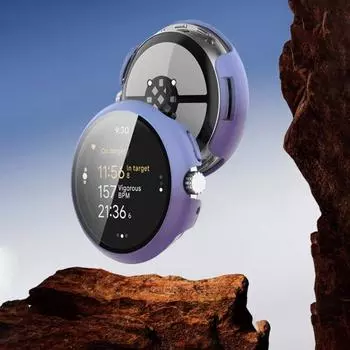 Защитный чехол для часов Yousheng, комплексная защита, ударопрочный, легкий в установке, закаленный стеклянный чехол для Pixel Watch 3 синий/фиолетовый