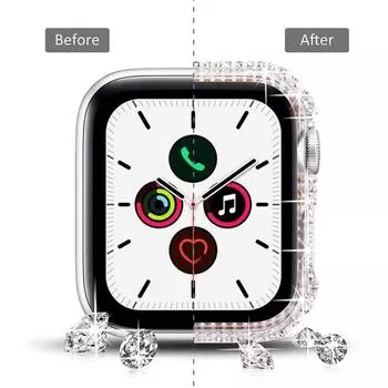 Защитный чехол для часов Yousheng Rhinestone, ударопрочный, простой в установке, защитный чехол для экрана часов для Apple Watch 45mm розового золота