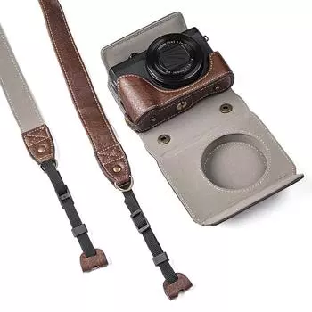 Защитный чехол для цифровой камеры Сумка для хранения камеры из искусственной кожи со съемным плечевым ремнем дубильная кора
