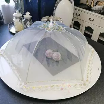 Защитный чехол для еды от насекомых, кружевной чехол для еды, антимоскитная палатка в виде зонтика, сетка для еды, дом синий