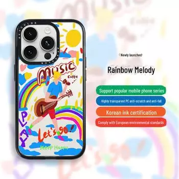 Защитный чехол для iPhone 15 Pro Max с магнитной волной и защитой от падений, оригинальный дизайн Rainbow Melody — совместим с Apple 14 15 plus