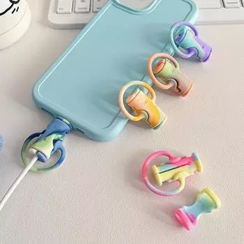 Защитный чехол для кабеля зарядного устройства с мультяшным рисунком Силиконовый противовзломный дизайн Износостойкий протектор кабелей для передачи данных E