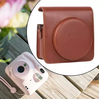 Защитный чехол для камеры Instax Square SQ6, сумка для переноски, простая, устойчивая к царапинам, со съемным чехлом коричневый