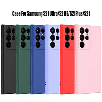 Защитный чехол для камеры из жидкого силикона для Samsung Galaxy S21 Ultra S21fe S21 Plus 5G, противоударный чехол-накладка Fundas S21 чёрный