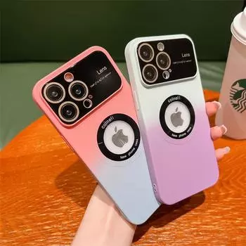 Защитный чехол для камеры Magsafe с большим окном для iPhone 14 12 11 13 Pro Max Plus, мягкий чехол с логотипом и градиентом, магнитный чехол iPhone 14 Pro Max белый