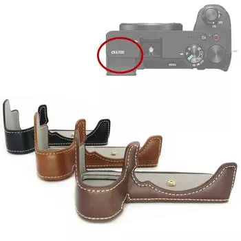 Защитный чехол для камеры PU Half Case для камеры Sony Alpha 6700 ILCE-6700 A6700 чёрный
