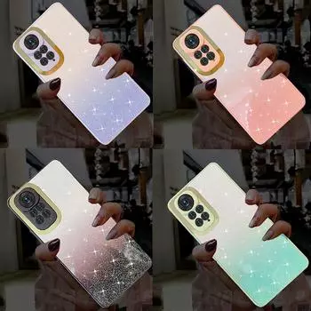 Защитный чехол для камеры с блестящим градиентным объективом для Xiaomi Redmi 10C 10A 9AT 9C Note 11 10 9 Pro 11S 10S Poco X3 NFC M4 M3 Pro, блестящий мягкий чехол из TPUBack Redmi 9i чёрный