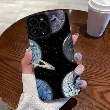 Защитный чехол для камеры с креативным рисунком планеты для iPhone 11 12 13 14 Pro Max X XR XS Max 7 8 Plus SE, мягкий чехол из ТПУ For iPhone X