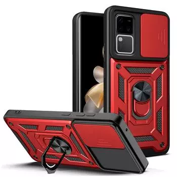 Защитный чехол для камеры VIVO V30 Pro V30 Lite V29 V27 V27E V25 V23e V23 VIVO Y200 Y100 X80 Lite Armor Hybrid Ring задняя крышка For VIVO V30 Pro 5G чёрный