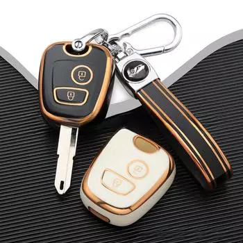 Защитный чехол для ключа автомобиля Peugeot Citroen - мягкий чехол из ТПУ с золотым краем Single Shell